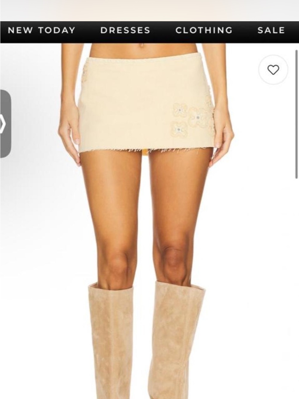 I.AM.GIA Cream Mini Skirt with Floral Appliqué
